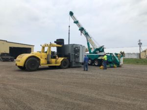 Transferring 46,000lb transformer
